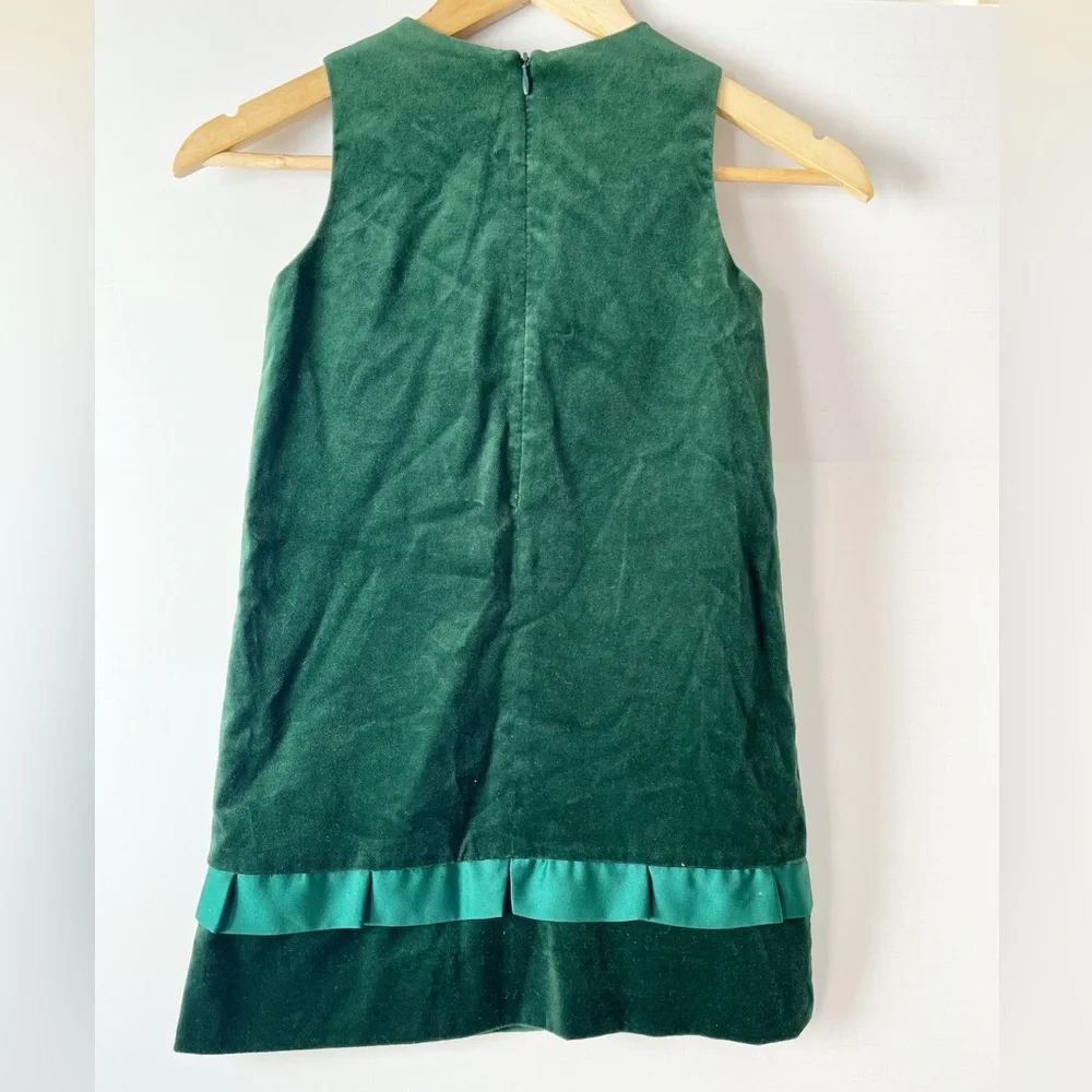 Florence Eiseman Dark Green Velvet Dress with Satin Bow Girls 6 Holiday Dress